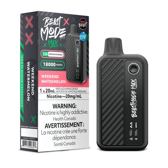 [Disposables] Flavour Beast Beast Mode Max 18K - Weekend Watermelon Iced Disposable Pod Systems Vancouver Toronto Calgary Richmond Montreal Kingsway Winnipeg Quebec Coquitlam Canada Canadian Vapes Shop Free Shipping E-Juice Mods Nic Salt