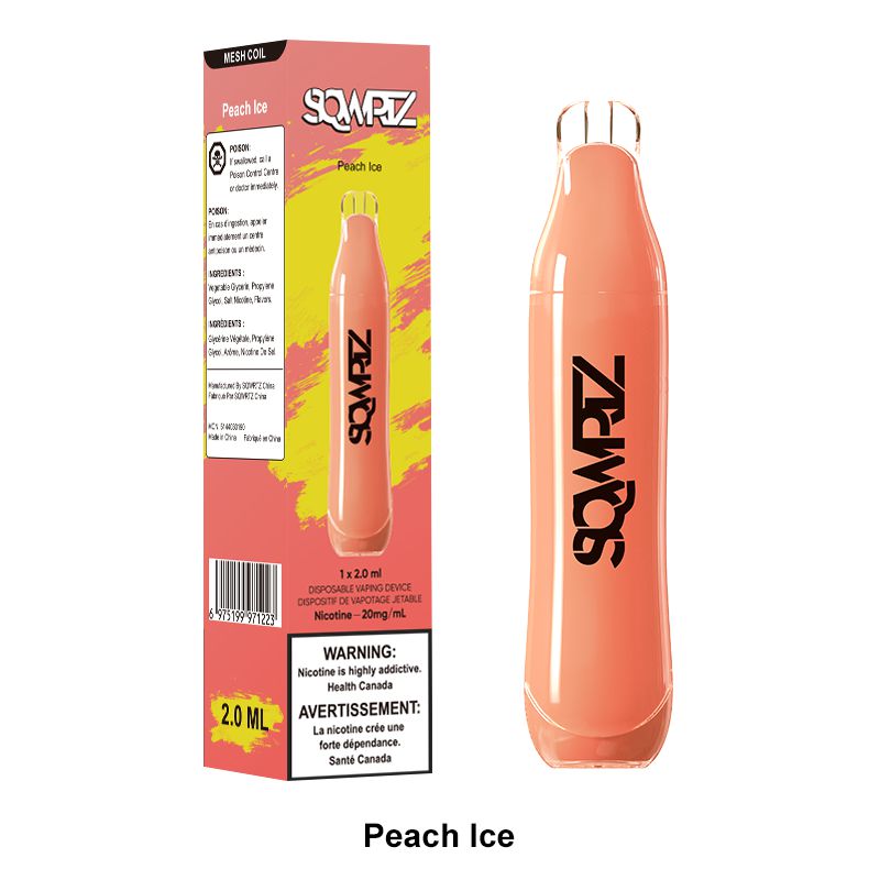 [Disposables] SQWRTZ - Peach Ice Disposable Pod Systems Vancouver Toronto Calgary Richmond Montreal Kingsway Winnipeg Quebec Coquitlam Canada Canadian Vapes Shop Free Shipping E-Juice Mods Nic Salt