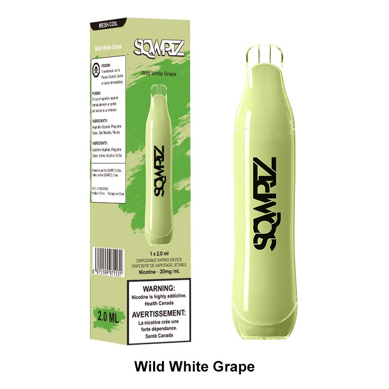 [Disposables] SQWRTZ - Wild White Grape Disposable Pod Systems Vancouver Toronto Calgary Richmond Montreal Kingsway Winnipeg Quebec Coquitlam Canada Canadian Vapes Shop Free Shipping E-Juice Mods Nic Salt