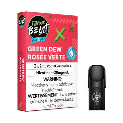 [Vape Pods] Flavour Beast - Gnarly Green D (Green Dew Iced) (3pk) Vape Pods