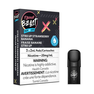 [Vape Pods] Flavour Beast - STR8 Up Strawberry Banana Iced (3pk) Vape Pods