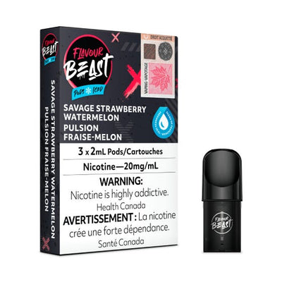 [Vape Pods] Flavour Beast - Savage Strawberry Watermelon Iced (3pk) Vape Pods