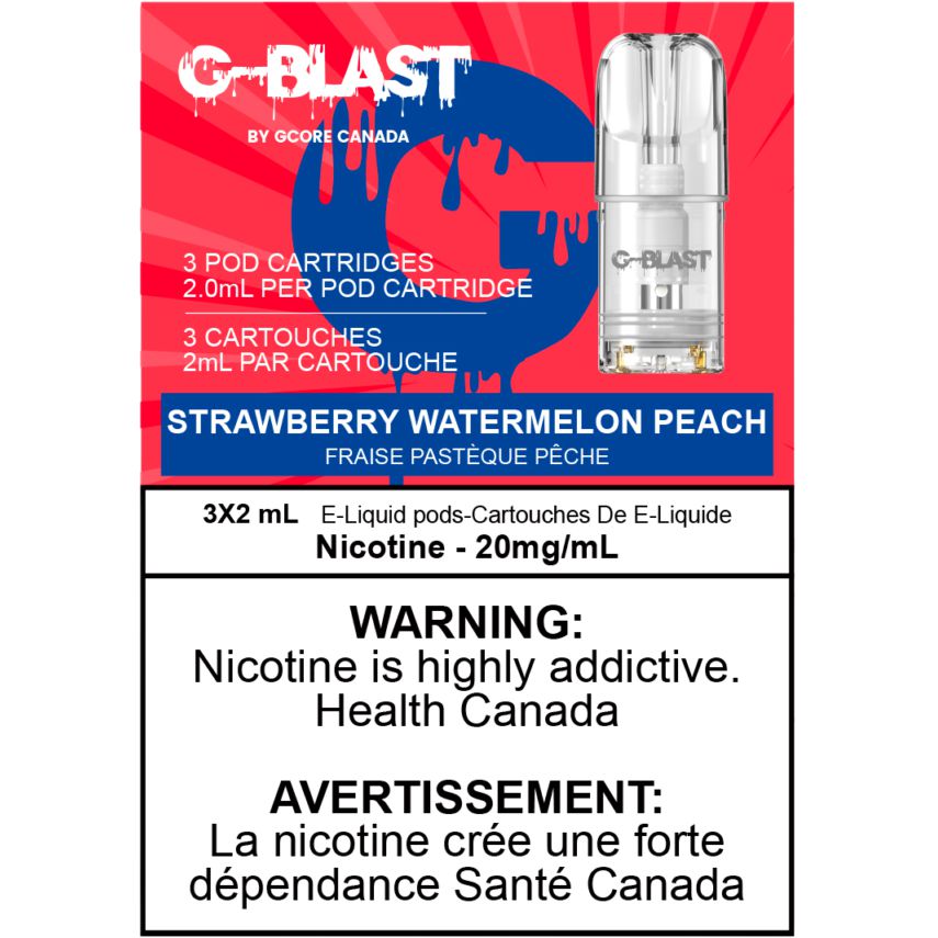 [Vape Pods] G-Blast - Strawberry Watermelon Peach (3pk) Vape Pods Vancouver Toronto Calgary Richmond Montreal Kingsway Winnipeg Quebec Coquitlam Canada Canadian Vapes Shop Free Shipping E-Juice Mods Nic Salt